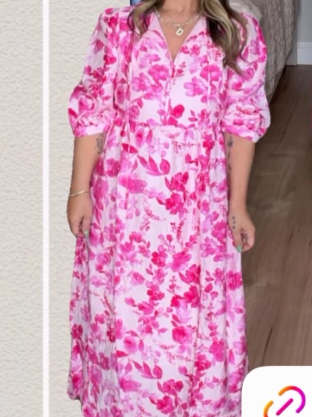 Pink Floral Maxi Dress